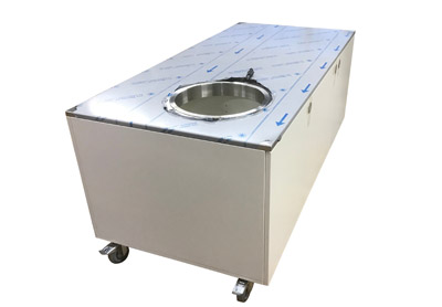 Abrumtheke mit Mlldurchwurfring rollbar