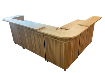 Aluminium Klapptheke Empfamgstheke Modultheke Eiche furniert Streifen