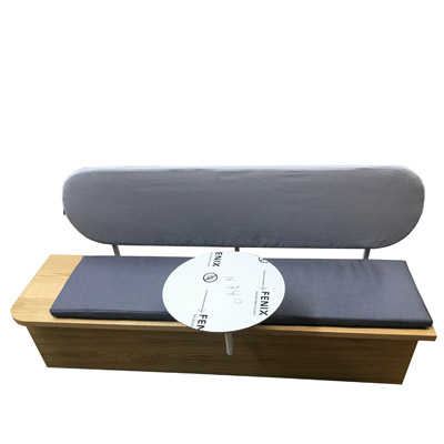 Loungeserie Elversberg Sitzbank mit integrierten Tischen und Theke abschliebar und mit Rollen