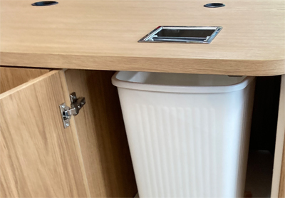 Aluminium Klapptheke Empfamgstheke Modultheke Eiche furniert Streifen