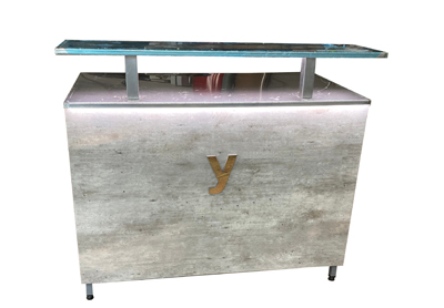 Empfangstheke Outdoortheke Edelstahltheke Betonoptik mit HPL-Beschichtung